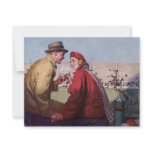 Vintage Couple in Love at a Football Game Custom Invite