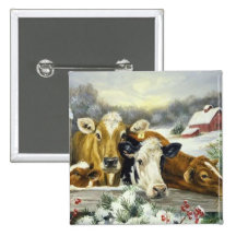 Vintage Cow Image Buttons