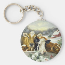 Vintage Cow Image Key Chains