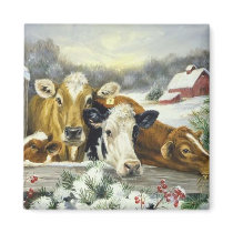 Vintage Cow Image Fridge Magnet