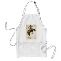 Vintage Cowboy on a Bucking Bronco Horse Aprons