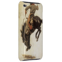 Vintage Cowboy on a Bucking Bronco Horse iPod Case-Mate Cases