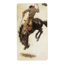 Vintage Cowboy on a Bucking Bronco Horse Custom Shipping Labels