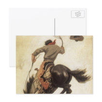Vintage Cowboy on a Bucking Bronco Horse Post Card