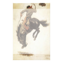 Vintage Cowboy on a Bucking Bronco Horse Stationery Paper
