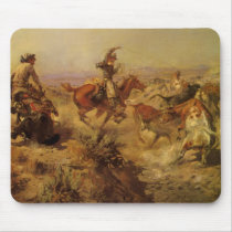 Vintage Cowboys; Jerked Down by CM Russell Mouse Pads