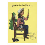Vintage Cowgirl Sleepover Girl Birthday Party Personalized Invites