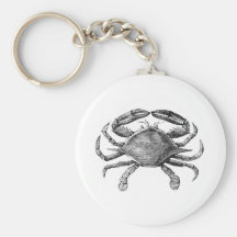 Vintage Crab Drawing Key Chain