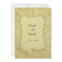 Vintage Crackle Paisley Vines Golden Taupe Wedding