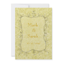 Vintage Crackle Paisley Vines Taupe II Wedding Inv