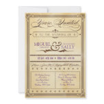 Vintage Cream & Brown Poster Wedding Invitation