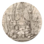 Vintage Creepy Skeletons, Skulls and Trees Round Sticker