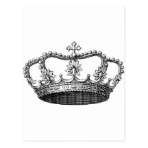 Vintage Crown Black and White Postcard