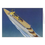 Vintage Cruise Ship in the Ocean Seen from Above Greeting Cards