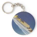 Vintage Cruise Ship in the Ocean Seen from Above Key Chain