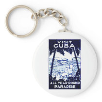 Vintage Cuban Travel Poster Key Chains