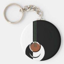 Vintage Cup of Coffee; Black and White Art Deco Key Chain