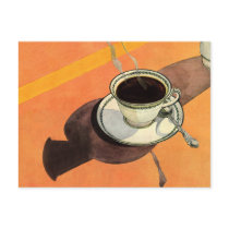 Vintage Cup of Coffee with Sauce and Spoon Post Card
