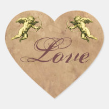 Vintage Cupid Love Heart Stickers