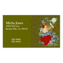Vintage Cupid & Moonbeam Valentine Business Card Template