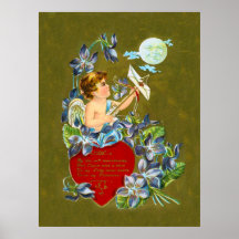 Vintage Cupid & Moonbeam Valentine Posters