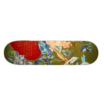 Vintage Cupid & Moonbeam Valentine Custom Skateboard