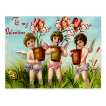 Vintage Cupids With Candy Hearts Valentine Postcards