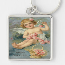 Vintage, Cute Angel & Pink Roses Key Chains