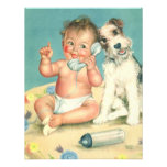 Vintage Cute Baby Phone and Dog Baby Shower Invite