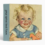 Vintage Cute Blonde Curl Baby Smiles with Toy Hors Vinyl Binders