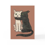 Vintage Cute Kissing Cat  Art Card