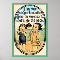 Vintage cute toddlers beach sweethearts posters
