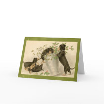 Vintage dachshund dogs christmas holiday card