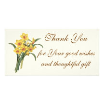 Vintage Daffodils Thank You Photo Card