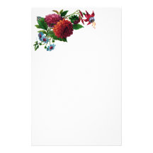 Vintage Dahlias and Fuchsias Personalized Stationery