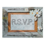 Vintage Daisy blue barnwood  Country wedding RSVP Post Cards