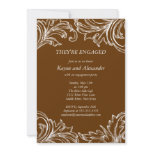 Vintage Damask Engagement Invitations Fall Brown