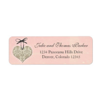 Vintage Damask Heart Wedding Return Address Labels