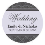 Vintage Damask Lavender Wedding Invitation Seal Stickers