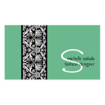 vintage; damask monogram business cards