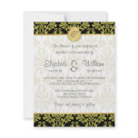 Vintage Damask  & Monogram Wedding Invitation