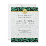 Vintage Damask  & Monogram Wedding Invitation