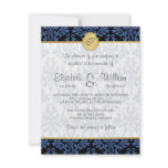 Vintage Damask  & Monogram Wedding Invitation