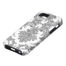 Vintage Damask Pattern - Grey and White