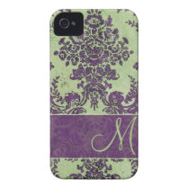 Vintage Damask Pattern with Monogram Iphone 4 Covers
