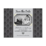 Vintage Damask Photo Platinum Save the Date Post Cards