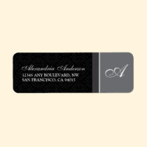 Vintage Damask Return Address Label (black) labels
