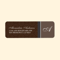 Vintage Damask Return Address Label (brown) labels