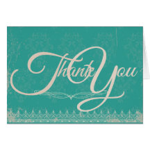 Vintage Damask Wedding Thank You Card