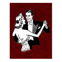 vintage dancing couple postcard
